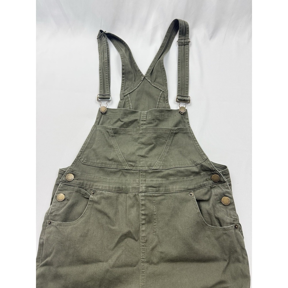 American Bazi Olive Green Utility Overalls Stretch Workwear Grunge Y2K L